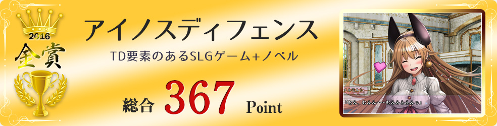 【金賞】アイノスディフェンス（TD要素のあるSLGゲーム+ノベル）総合367Point