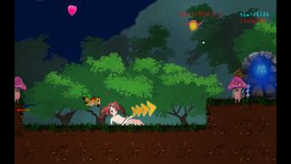 巫女ちゃん退魔伝のゲーム画面「スライディング」