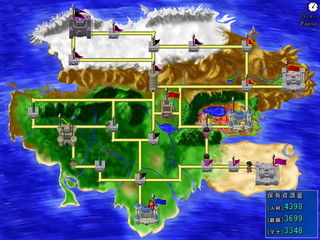 虐殺大陸　サンプルゲームVer.200のゲーム画面「これが大陸の全体図です。このフィールドで領土の奪い合いが展開されます！」