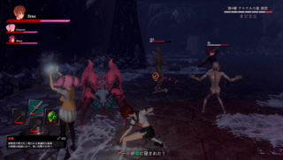サキュバスヘヴン 体験版のゲーム画面「３人のヒロインを切り替えて戦うパーティー戦」