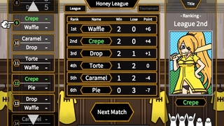 Honey Homer RPSのゲーム画面「リーグ戦の画面」