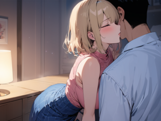 ガールズバンドのあの娘の処女喪失のゲーム画面「キスなんかをします」