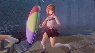 拷問解剖りおん編のゲーム画面「りおんの姉ねおん　ある理由でりおんを殺害計画を立てるも失敗しりおんに殺されてしまう」