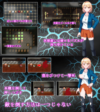 ゾーイの猫とシオールの館のゲーム画面「知恵を捻ってパズルを解き、面倒な敵は蹴散らそう」