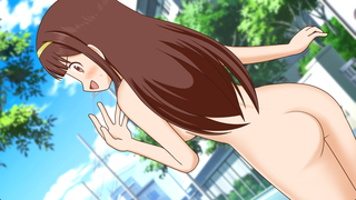 マジメなアイドルの全裸散歩番組のゲーム画面「選択次第では全裸になる!?」