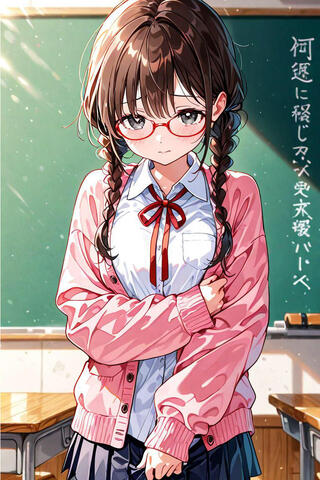 脱衣マインスイーパーのゲーム画面「追加キャラクター：めがね委員長」