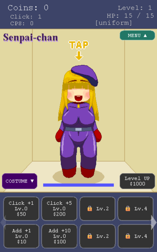 先輩ちゃんTAP！！のゲーム画面「先輩ちゃんはかわいいですね」