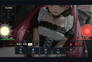 1girl, cum in pussyのゲーム画面「プレイ画面。抗体が守る卵子に突撃だ!」