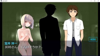 全裸避難少女クリップD4のゲーム画面「全裸で男子と行動する女子」