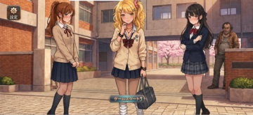 3人のヒロインが迎えるタイトル画面。設定も可能です。