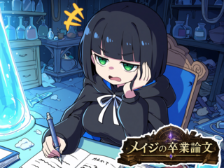 メイジの卒業論文のゲーム画面「卒論のために魔物と戦っていこう！」