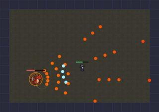 メイジの卒業論文のゲーム画面「終盤は広範囲攻撃に注意！」