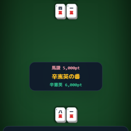 牌は萬子と中のみ。手牌2枚とツモ1枚の3つで役作りする簡単な麻雀です。
