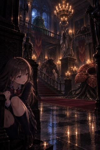 産む機械の館+のゲーム画面「淫獣が館の中を徘徊」