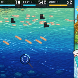 ゲーム画面。ちん魚をたくさん獲ろう