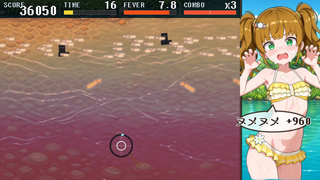 ちん魚すくいのゲーム画面「コンボとフィーバーを活かして高得点」