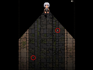 ダンジョンスクロール 〜残影を探して〜のゲーム画面「ゲーム中の画面。赤丸内がトラップ」